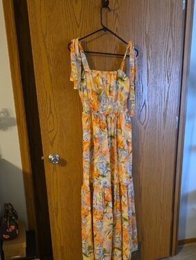 Chelsea28 Yellow Floral Maxi Dress with Multicolor Accents Ptp 17 To 19 W 14-18